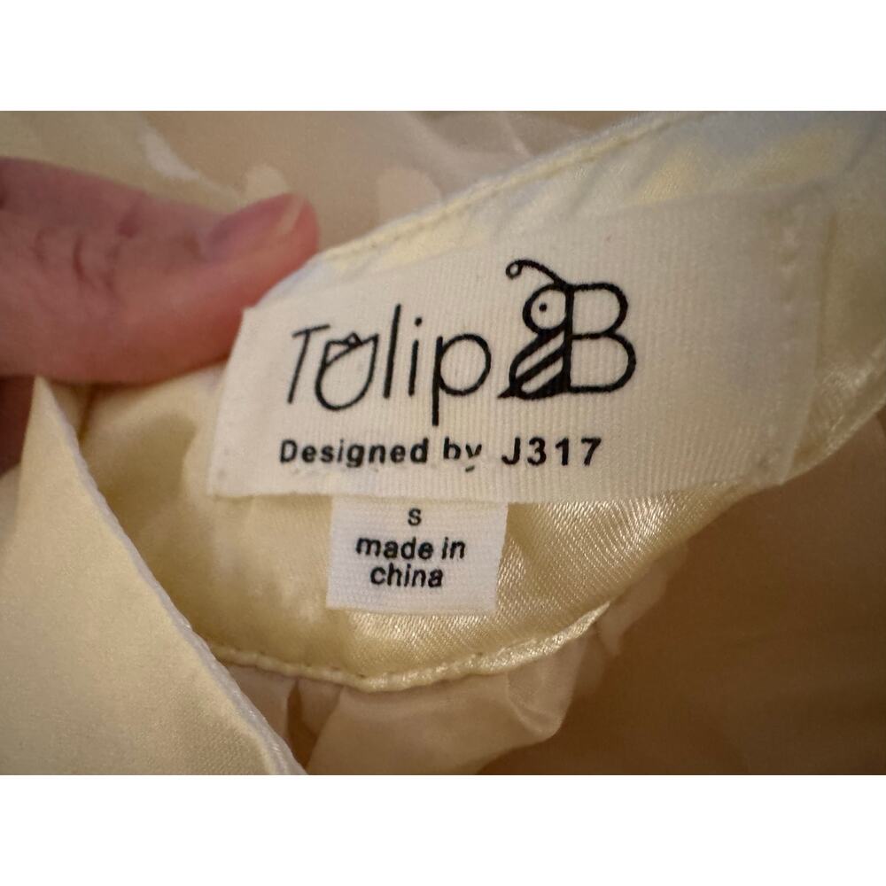 Tulip B Ivory Polka Dot Tulle Skirt Small Layered Mesh Satin Waist NEW - Picture 11 of 12